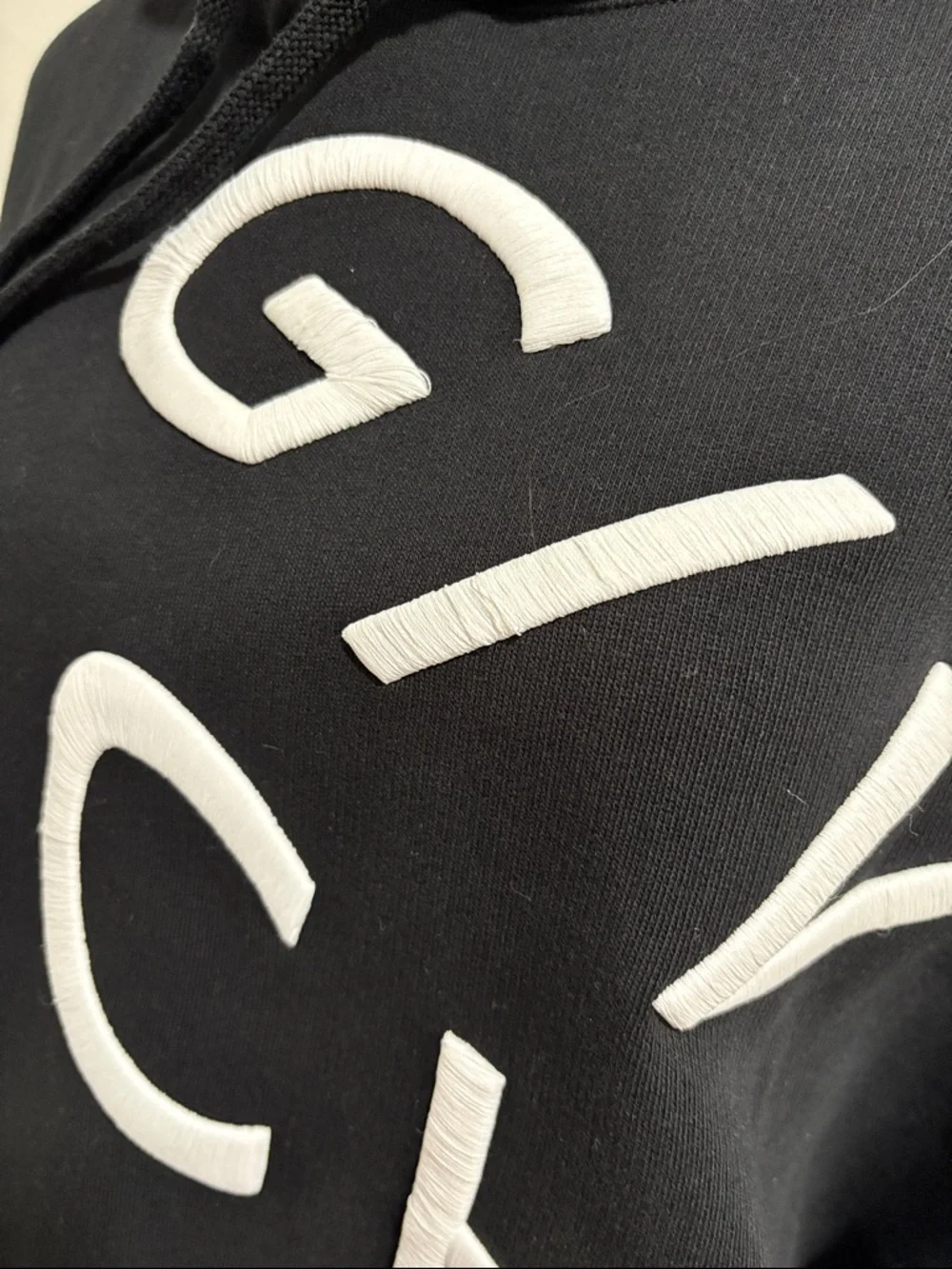 Givenchy Black Hoodie with White Diagonal Embroidered Logo XL Unisex - Picture 13 of 16